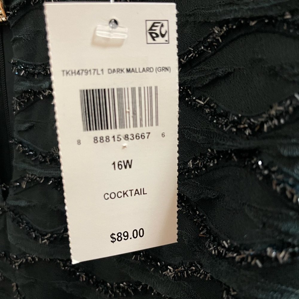 Women’s Formal Dress Plus Size 16W Dark Green Connected Apparel Sequin Cape NWT - Picture 8 of 14